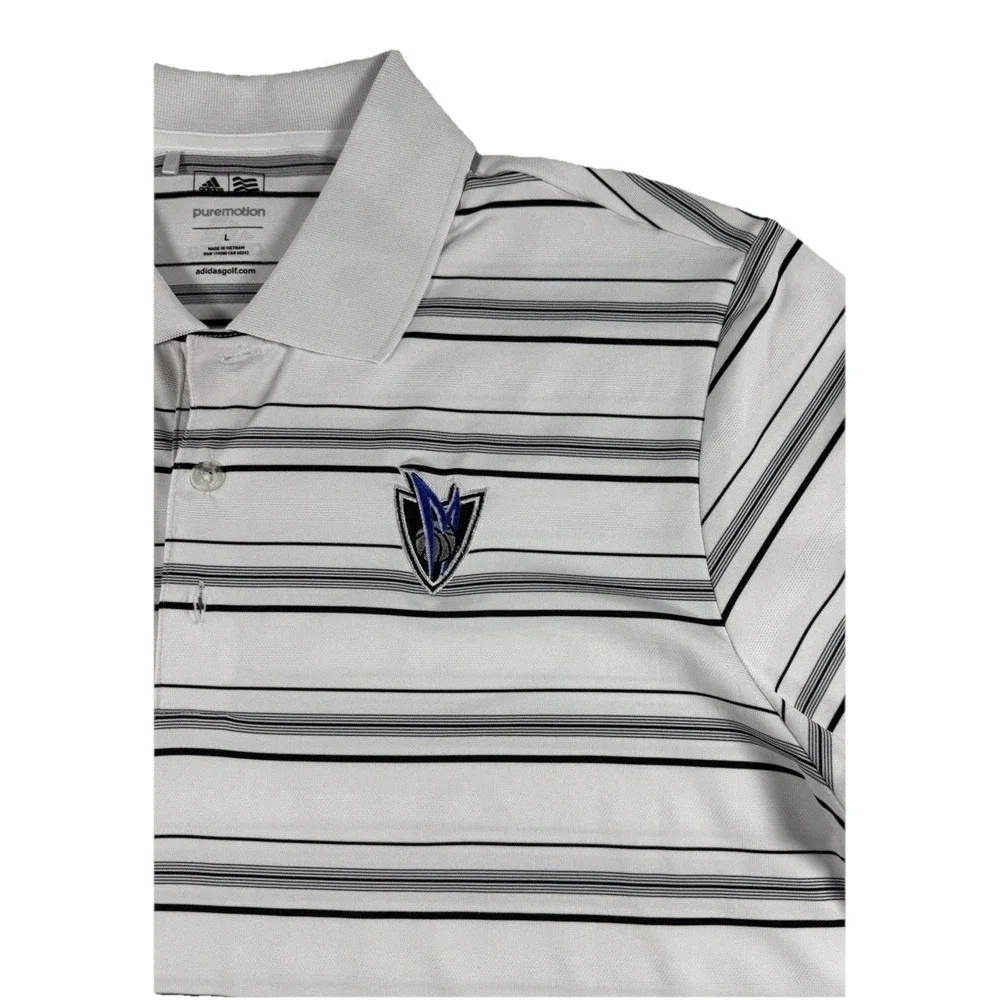 Adidas Golf Puremotion‎ Polo Shirt Mens L Dallas Mavericks Striped Performance